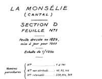 Cartouche de la 1re feuille de la section D de la commune de Monslie (Cantal)